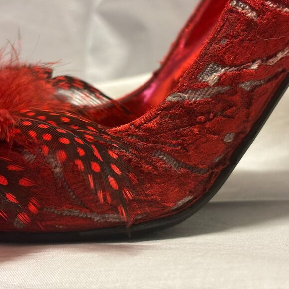 Unique Upcycled Red Distressed Heels *One of a Kind* Victorian Gothic Crushed - Picture 6 of 10